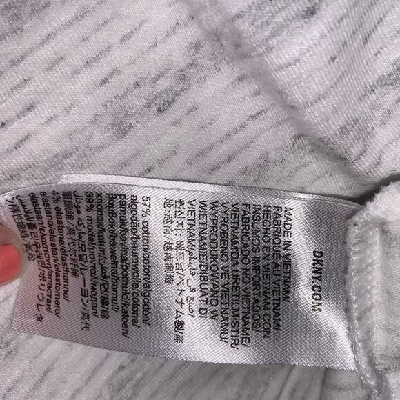 DKNY White & Gray Striped Short Sleeve Tee Shirt - Picture 6 of 6